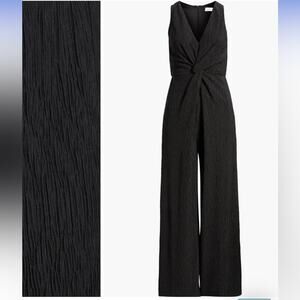 Floret Studios Women's Plisse Sleeveless Wide Leg Jumpsuit Black